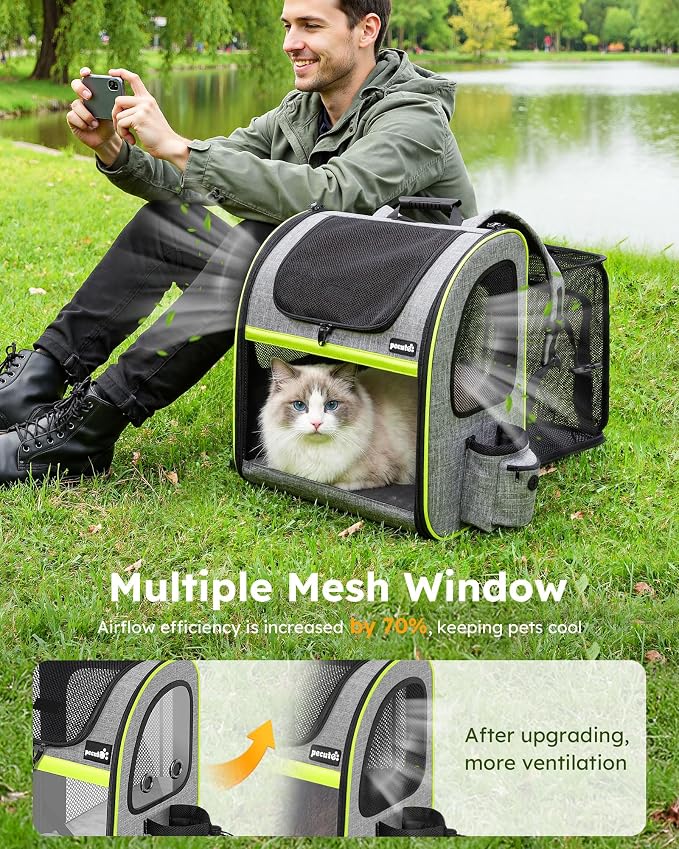 pecute XL Cat Backpack Expandable, Cat Carrier Backpack Acrylic Window