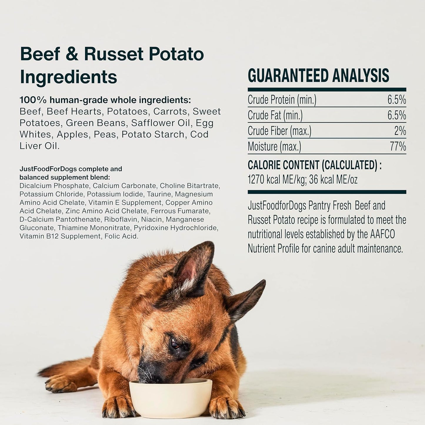 JustFoodForDogs Pantry Fresh Wet Dog Food, Complete Meal or Dog Food Topper, Beef & Potato Human Grade Dog Food Recipe - 12.5 oz (Pack of 12)