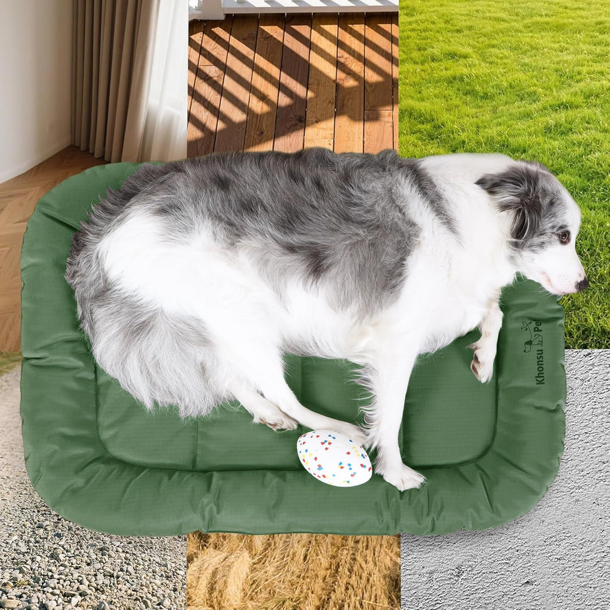 KHONSU PET Durable Dog Bed Tough and Tear Proof Dog Crate Bed, 800lbs Tear Strength PVC-Backed Waterproof Ped Bed Mat Indoor & Outdoor Use for Dogs up to 60 lbs