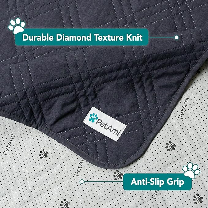 PetAmi Waterproof Couch Cover for Dogs, Reversible Furniture Cover Sofa Protector for Pet Cat Bed, Washable Blanket Dog Cover for Couch Seat, 30x70 Gray