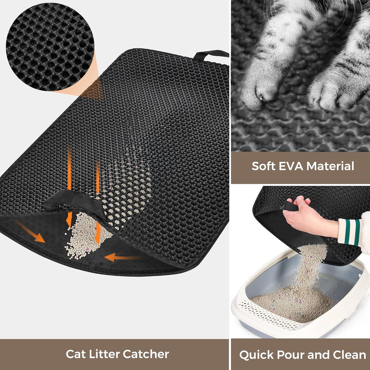 Cat Litter Box Enclosure with Litter Trapping Mat; Handwoven Plastic Rattan Kitten House; No Installation Hidden Cat Washroom; Pet Crate for Balcony,Bedroom,Living Room