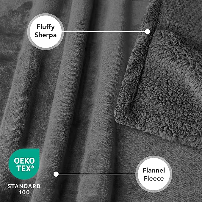 PetAmi Waterproof Dog Blanket for Queen Bed Large XL Dog Throw for Couch Cover Leakproof Furniture Protection, Sherpa Fleece, Reversible Soft Washable 90x90 Gray Gray