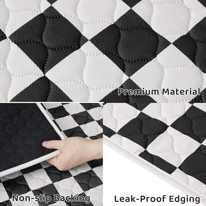 2 Pack Black Checkered Washable Pee Pads for Dogs, Checkered Reusable Dog Pee Pads, for Puppy Playpen, Crate, Whelping Box, Potty Training, Cute Aesthetic Absorbency, Leak-Proof Non-Slip