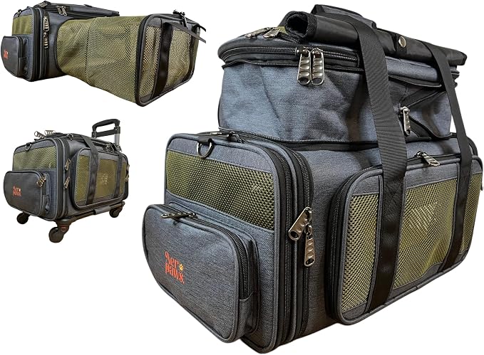Two-Room Expandable Pet Carrier | 18x11x9 | Airline Approved Under-Seat | 3-Way Expansion | Small Dog and Cat Carrier for Airplane Travel | Removable Wheels | Patent Pending