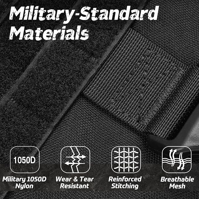 rabbitgoo Tactical Dog Harness for Medium, Heavy Duty Military No Pull Vest | Sturdy Metal Buckles, 5 Adjustments, Molle System, Powerful Pullers for Training, Hunting, Outdoor, Black, Medium