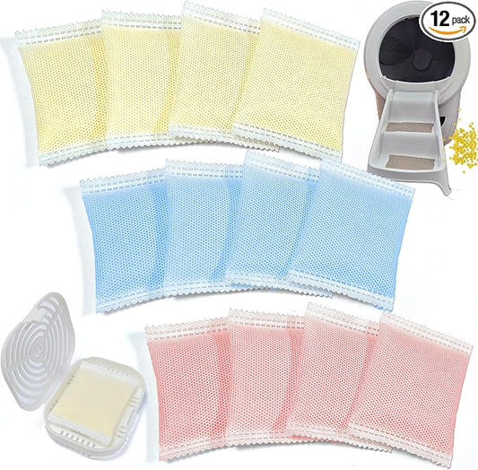 PurifyLogix 12 PCS Odor Remover Deodorant Refills for Whisker OdorTrap Pod | Cat Toilet Odor Eliminates for Litter-Robot and Traditional Litter Boxes (4* Jasmine + 4* Rose + 4* Lemon)