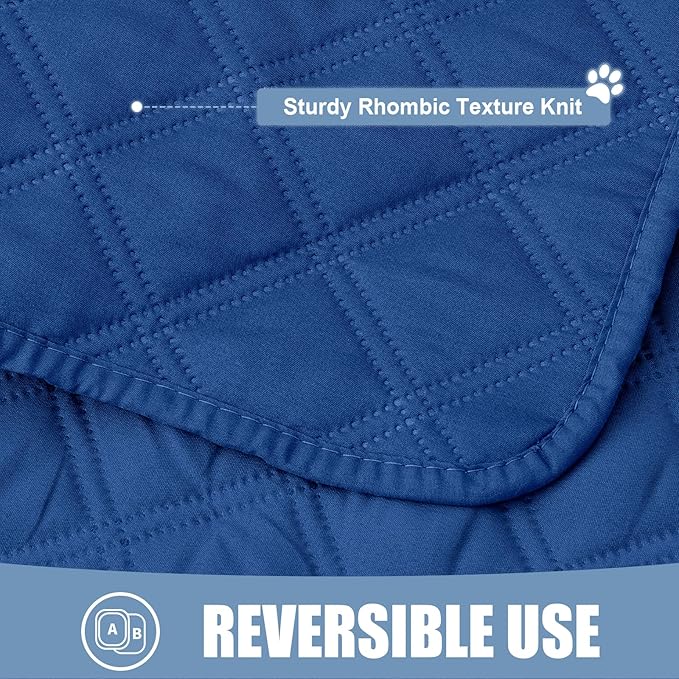 Smiry Waterproof Dog Bed Cover Pet Blanket, Soft Washable Dog Blanket for Furniture Bed Couch Sofa Reversible, Checkered (40"x70", Navy/Navy)