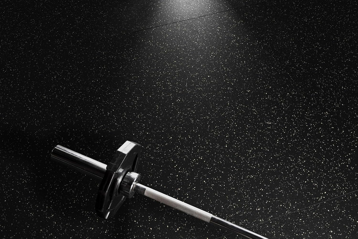 Playsafer Genaflex Rubber Gym Floor Mat, Heavy Duty Commercial Protective Gym Flooring Roll - 8mm Thick (4' X 6', Black)