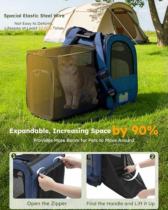 pecute Cat Carrier Backpack Expandable, Cat Backpack with Breathable Window