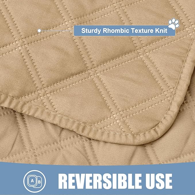 Smiry Waterproof Dog Bed Cover Pet Blanket, Soft Washable Dog Blanket for Furniture Bed Couch Sofa Reversible, Checkered (30"x53", Camel/Camel)