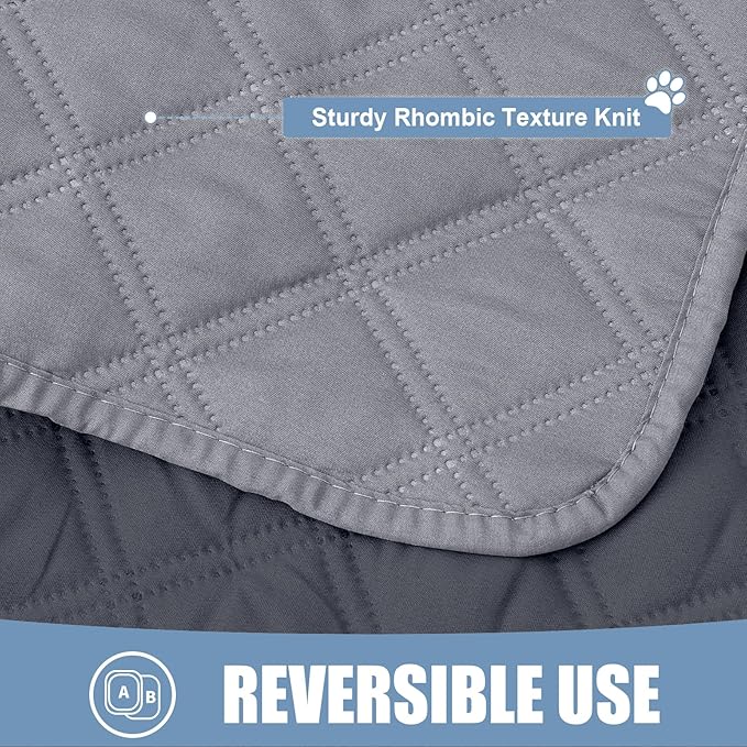 Smiry Waterproof Couch Covers for Dogs Washable, Reversible Pet Couch Covers for 3 Cushion Sofa Pet Friendly, Soft Sofa Furniture Protector for Dogs Cat Kids, Checkered (30"x70", Grey/Dark Grey)
