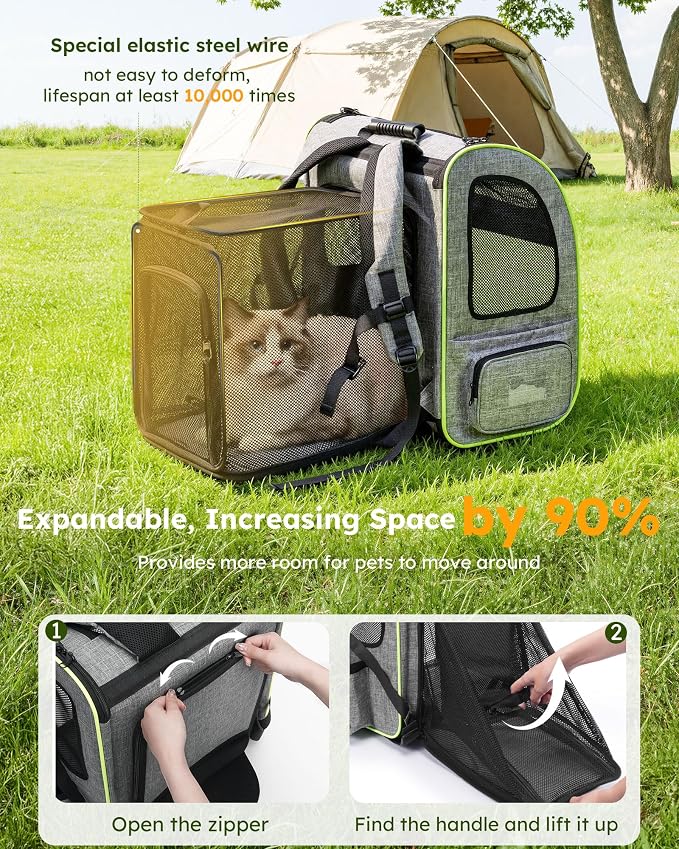 pecute XL Cat Backpack Expandable, Cat Carrier Backpack Acrylic Window