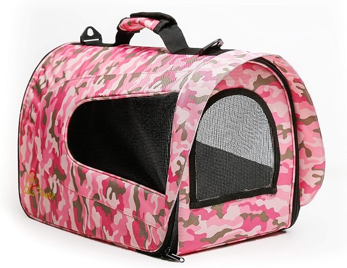 Pawer 18” x 11”x 11” Soft-Sided Foldable Airline Approved Pet Carrier for Cat, Puppy and Small Dog, Washable 600D Oxford Fabric, with Handle and Strap for Carry, Multiple Colors Available