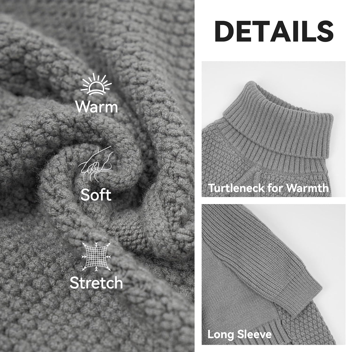 cyeollo 4XL Dog Sweater,Knitwear Pullover Sweaters Turtleneck Fall Winter Dog Clothes Sweaters for Large Dogs Male, Grey XXXXL