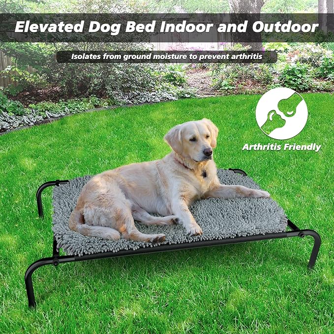 Rundik Elevated Dog Bed with Snuffle Mat Feature 2 in 1, Raised Dog Bed for Indoor and Outdoor Use Portable Warm Pet Cot with Puzzle Feeding Game for Slow Eating, Suitable for Small Medium Large Dogs