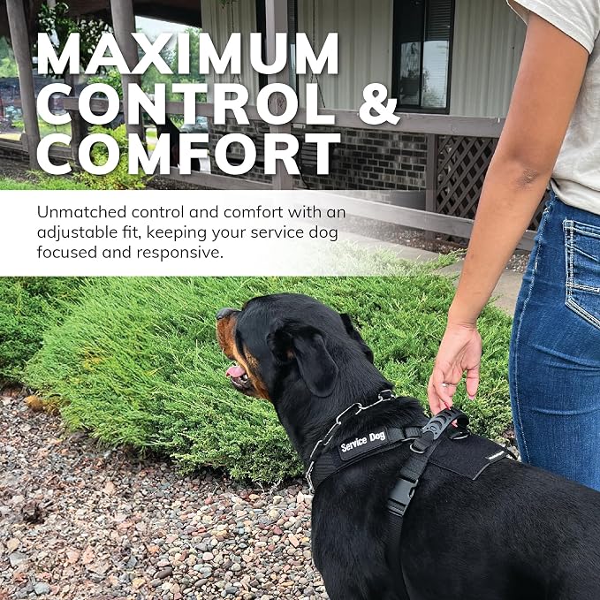 ActiveDogs No Pull Tactical Service Dog Harness, XL | Fits 29"-44" Girths With Adjustable Strap, A Front D-Ring, Quick-Release Buckle, And A Back Plate For Attaching Patches