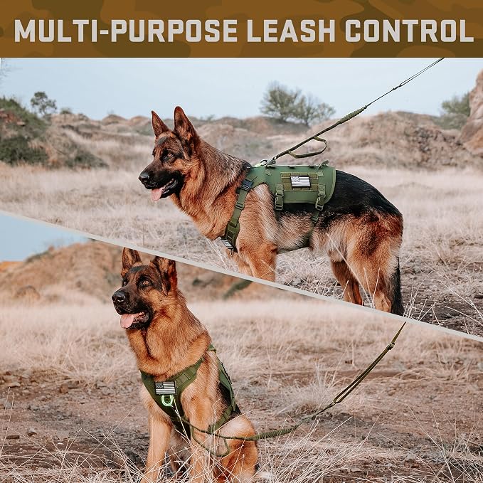 Forestpaw Tactical Dog Harness Pouches and Patches Set,S,Green | Adjustable Fits 17-25" Chest,20-35 lbs,No Pull Military Style Service Dog Vest for Daily Walking Training,Medium Dogs