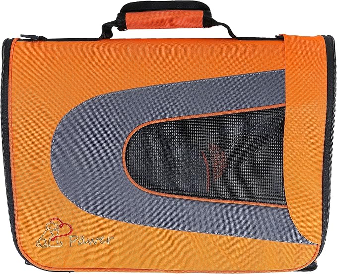 Pawer 18” x 11”x 11” Soft-Sided Foldable Airline Approved Pet Carrier for Cat, Puppy and Small Dog, Washable 600D Oxford Fabric, with Handle and Strap for Carry, Multiple Colors Available