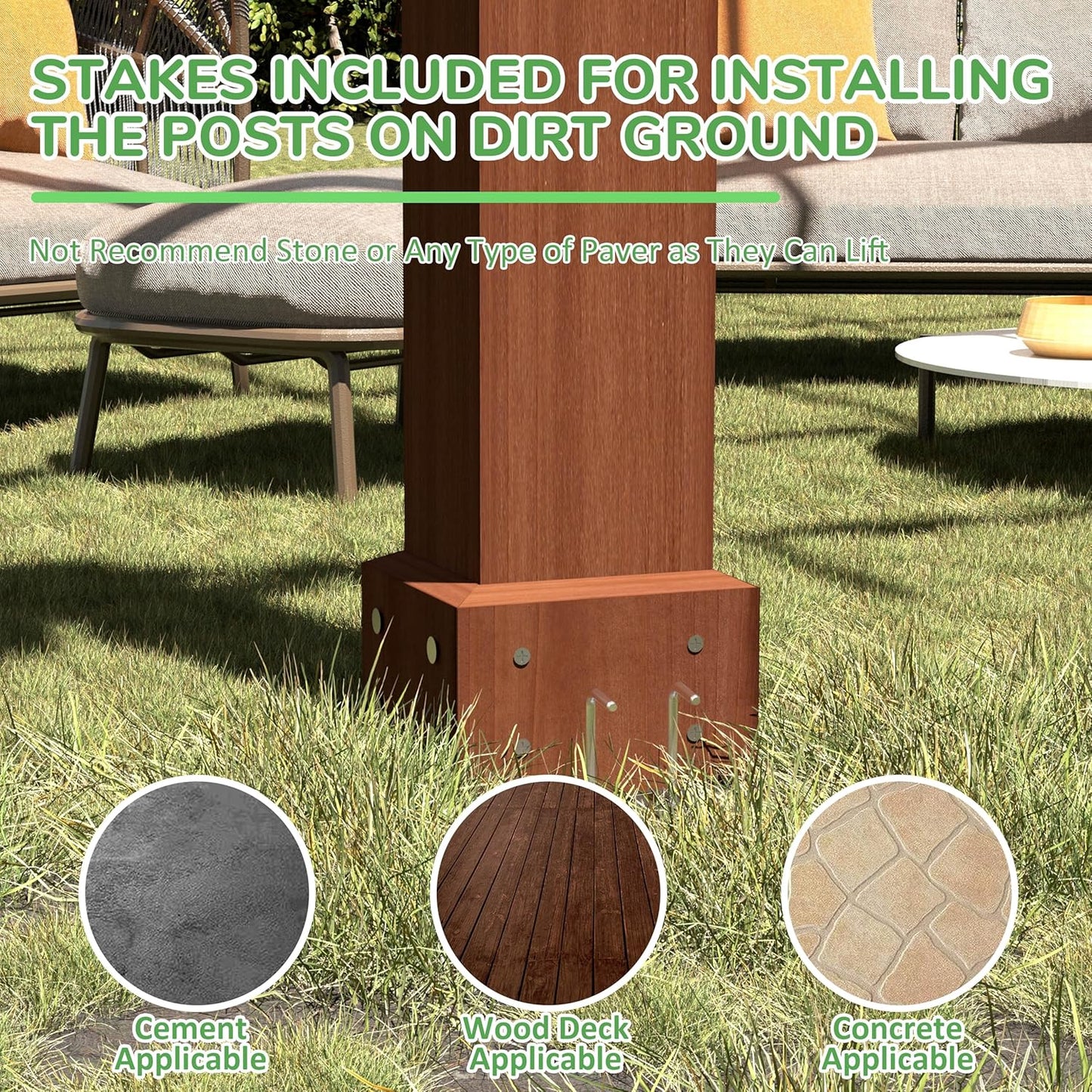 MUPATER 12x24 FT Wooden Pergola, All Cedar Wood Pergola Kit with Stakes, Quality Supported Structure, All-Season Durability, Snow and Wind Supported, Outdoor Shade for Backyard, Deck, Lawn, Patio