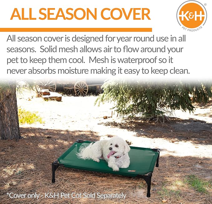 K&H Pet Products All Weather Pet Cot Replacement Cover Green Medium 32 X 25 Inches