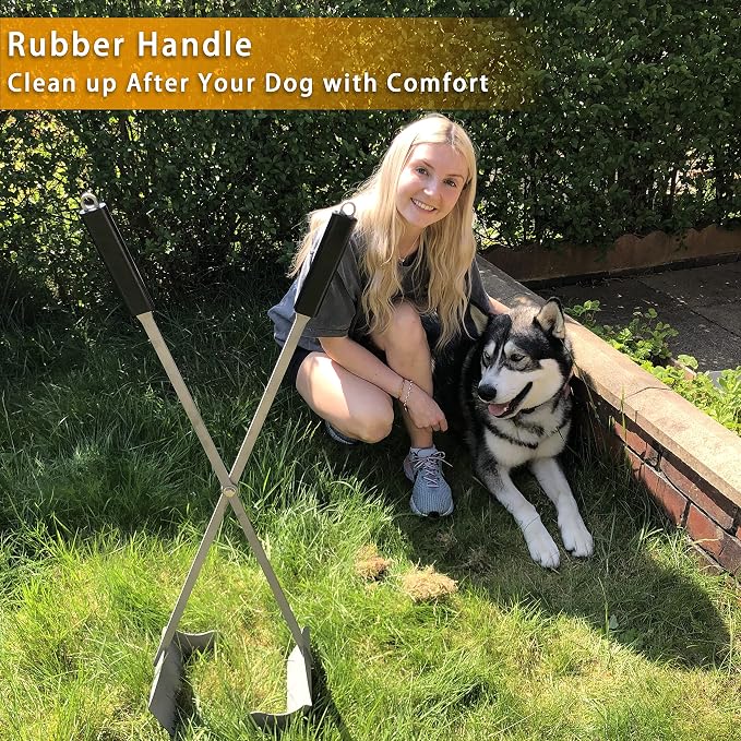 Heavy Duty Pooper Scooper 38" Stainless Steel Long Handle Dog Pooper Scooper with Teeth for Large Dogs Outdoor Pet Waste Removal Shovel Waste Pick-up Yard & Grass Use Leaves Cleaning | Dog Pooper Scooper with Teeth for Large Dogs Outdoor Pet Waste Remo...