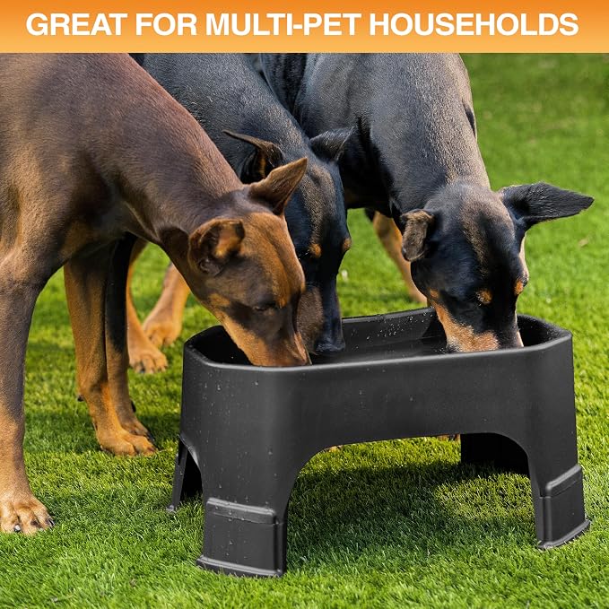 Neater Pet Brands Extra Large Water Bowl for Dogs, Elevated Outdoor Dog Water Bowl (1.25 Gallon XL Capacity), Big Trough Style Food Dish for Indoors or Outside, No Spill Large Dog Bowls, Black