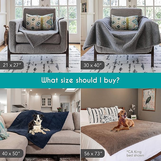 rocket & rex Extra Large Waterproof Dog Blanket, Brown Washable Waterproof Pet Blanket Protects Beds, Couches & Other Furniture, Premium Fleece Fabric with Reversible Faux Suede, 56" x 73" (Pack of 1)