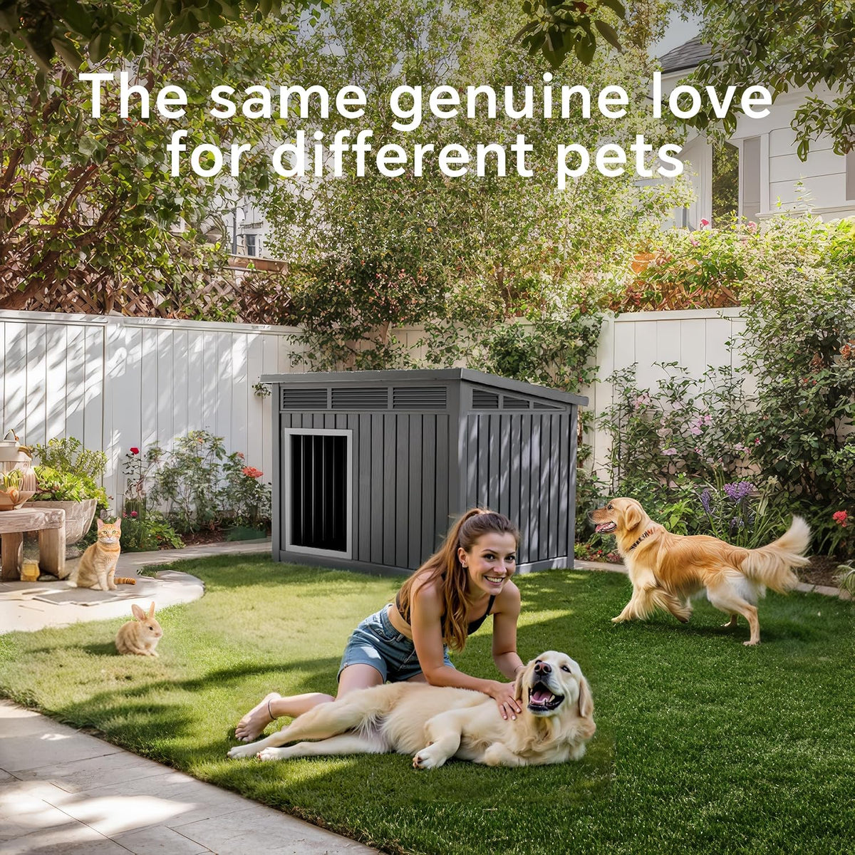 DRATO Dog House for Both Indoor and Outdoor with Weatherproof Roof Removable Floors for Medium to Large Dogs Interior Space (Black, Medium(32.2 * 25.12 * 24.13''))