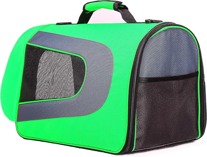 Pawer 18” x 11”x 11” Soft-Sided Foldable Airline Approved Pet Carrier for Cat, Puppy and Small Dog, Washable 600D Oxford Fabric, with Handle and Strap for Carry, Multiple Colors Available